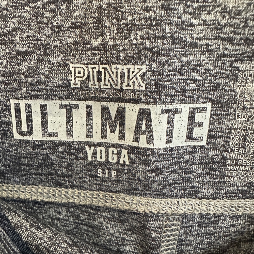 PINK Victoria's Secret Ultimate Yoga Leggings Gray Black White Stripe Ankle - Picture 4 of 4